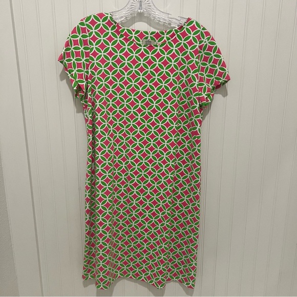 Katherine Way Vibrant Green and Pink Midi Dress - Picture 1 of 4